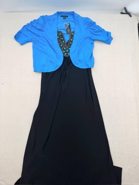 INC International Concepts Dresses & Skirts - NWT INC Blue Bolero & Black Embellished Maxi Dress